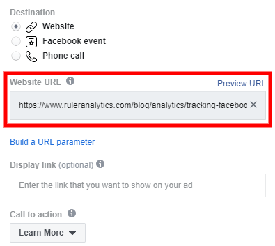 how to track facebook ads - step 3a - www.ruleranalytics.com