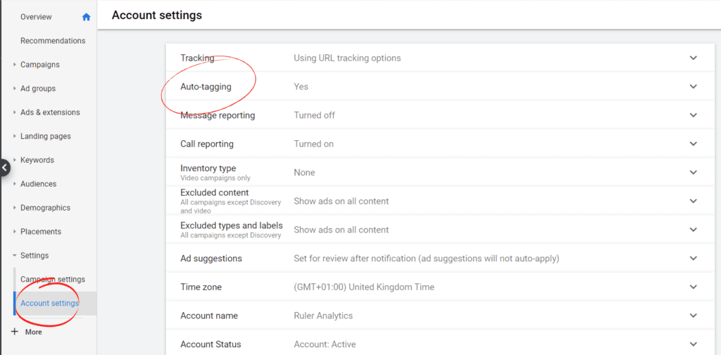 gclid autotagging setup