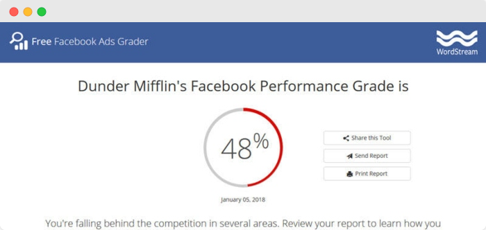 Facebook ad tools - WordStream Facebook Ads Performance Grader - www.ruleranalytics.com