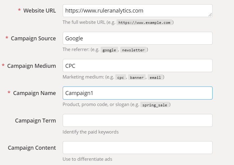 google url builder campaign terms