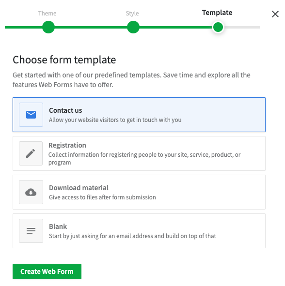 setup pipedrive web forms template options stage four