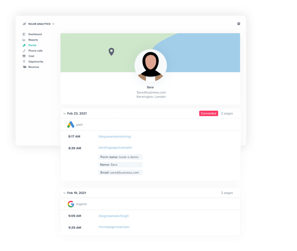 customer view in ruler analytics