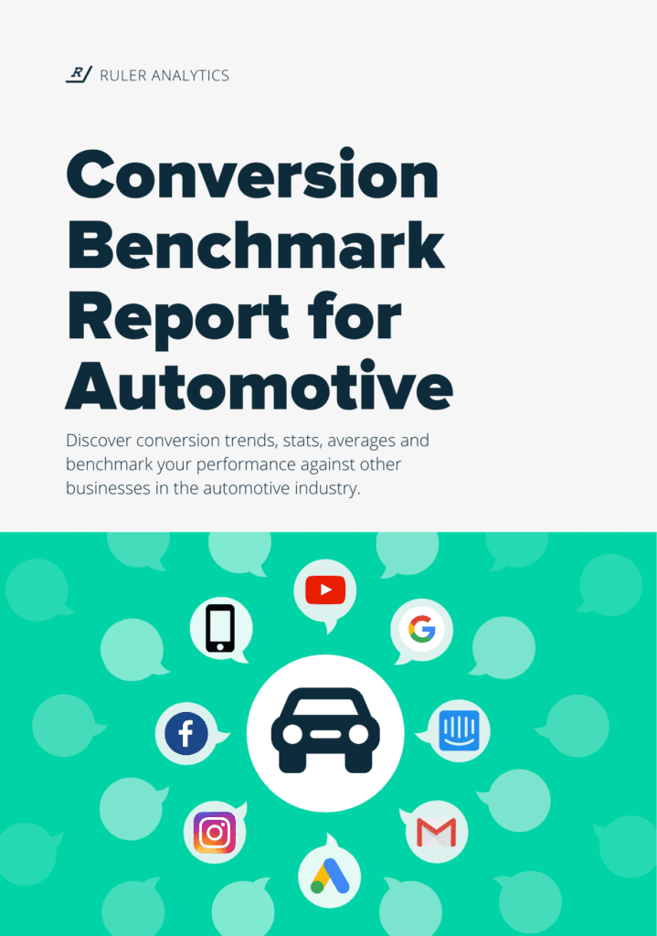 conversion benchmark report automotive - front cover - www.ruleranalytics.com