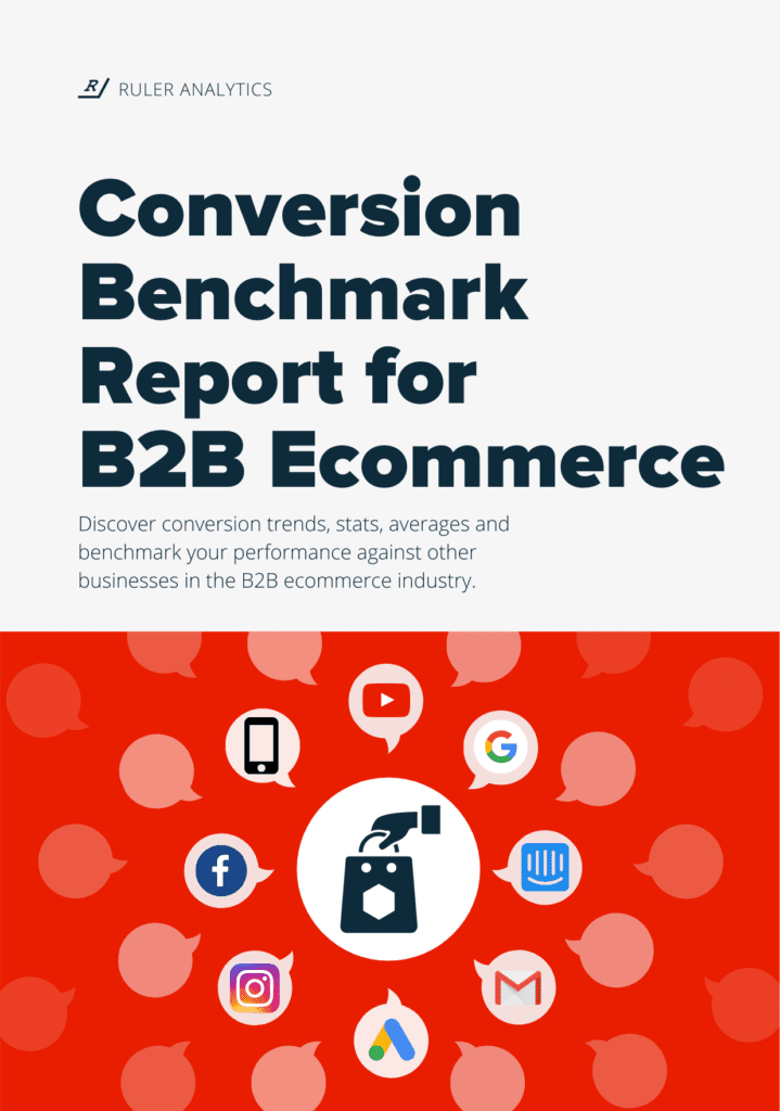 conversion benchmark report b2b ecommerce - front cover - www.ruleranalytics.com