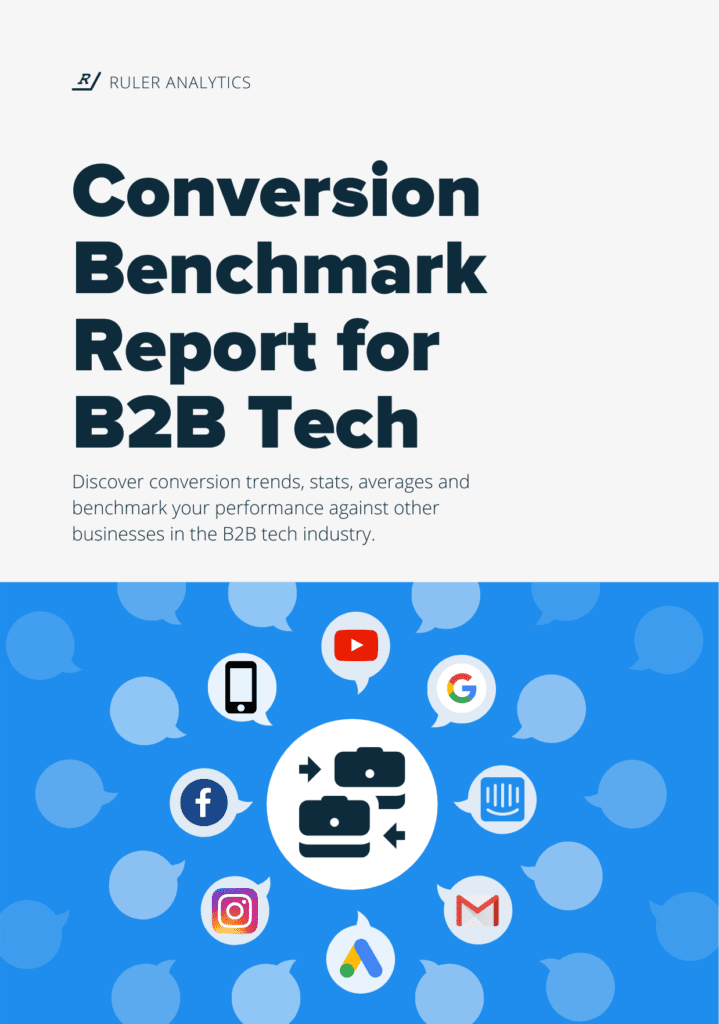 conversion benchmark report b2b tech - front cover - www.ruleranalytics.com