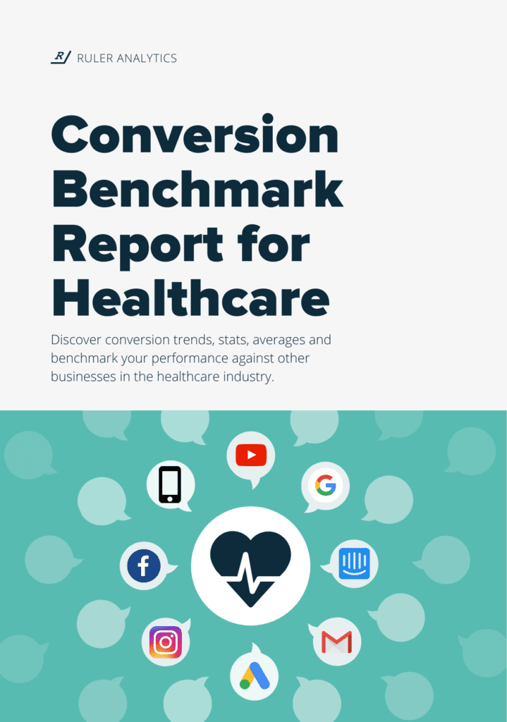 conversion benchmark report healthcare - front cover - www.ruleranalytics.com