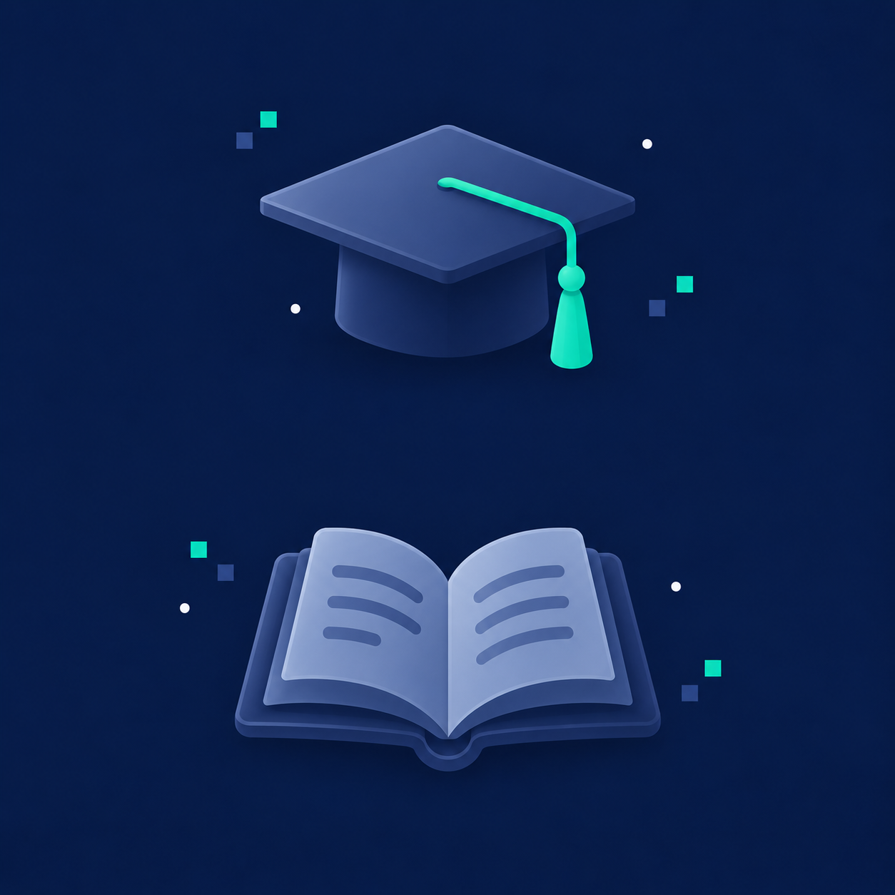 Admissions desk with graduation cap and diploma