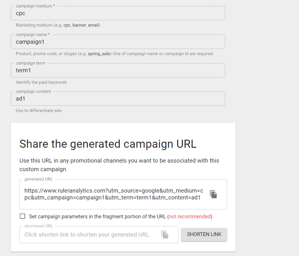 Trackable UTM link in Google Analytics