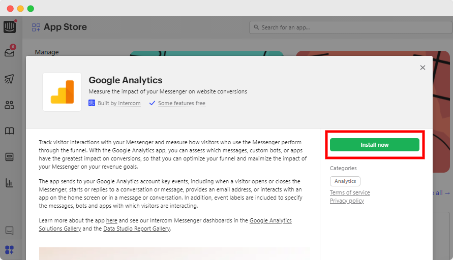 intercom google analytics - step 2 - www.ruleranalytics.com