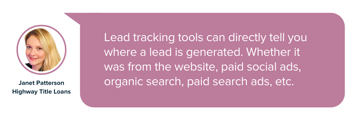 lead tracking - janet patterson - www.ruleranalytics.com